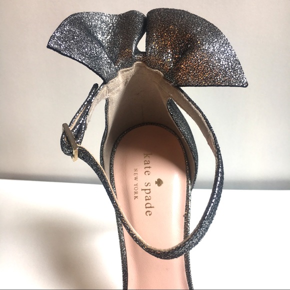 NWT Kate Spade Gunmetal Ruffle Stiletto Heels Iris - Picture 5 of 8